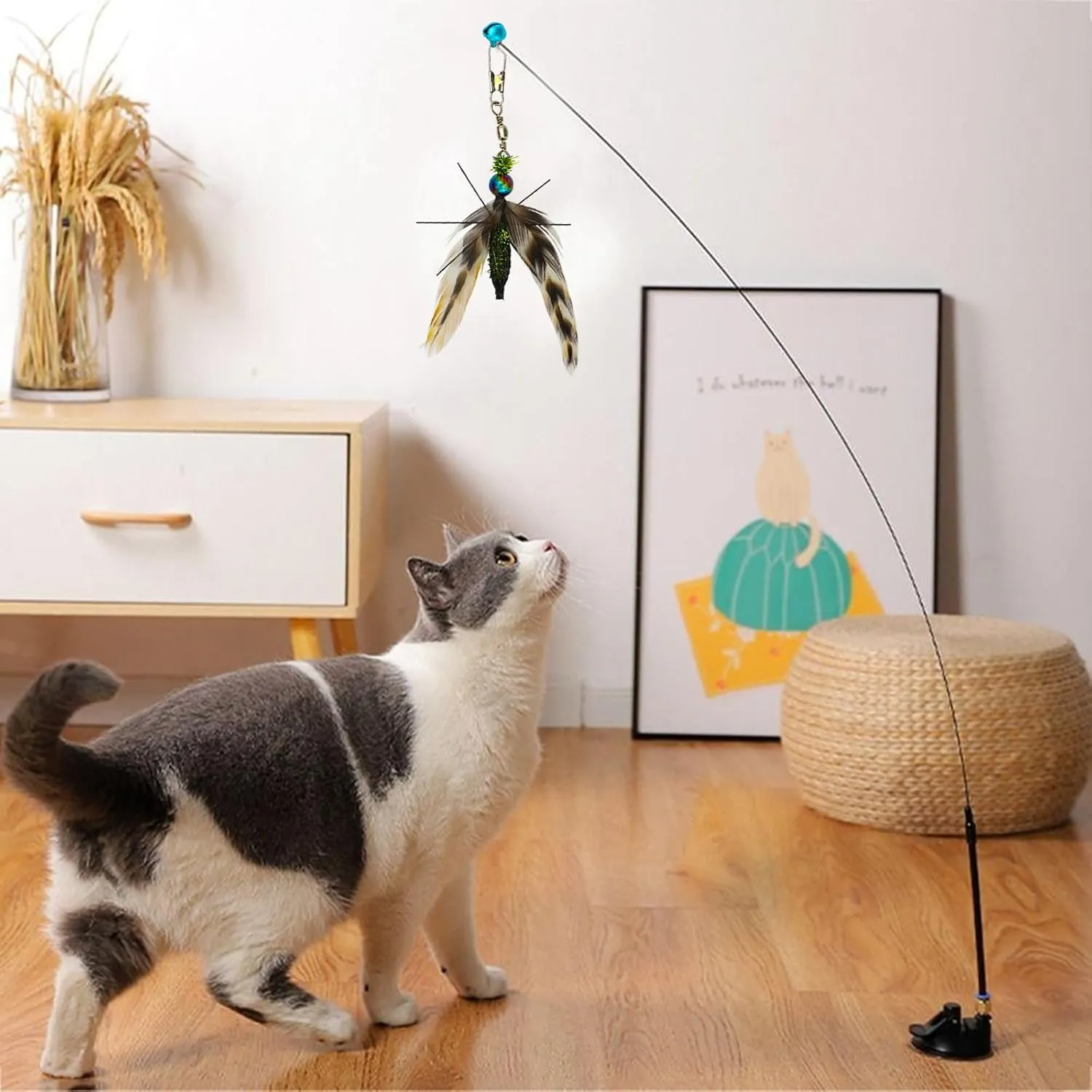 10 Pieces Cat Feather Toys Replacement Insect Cat Toy Wand Refills Cats Toy Replacement Natural Bird Feathers for Cats Toys