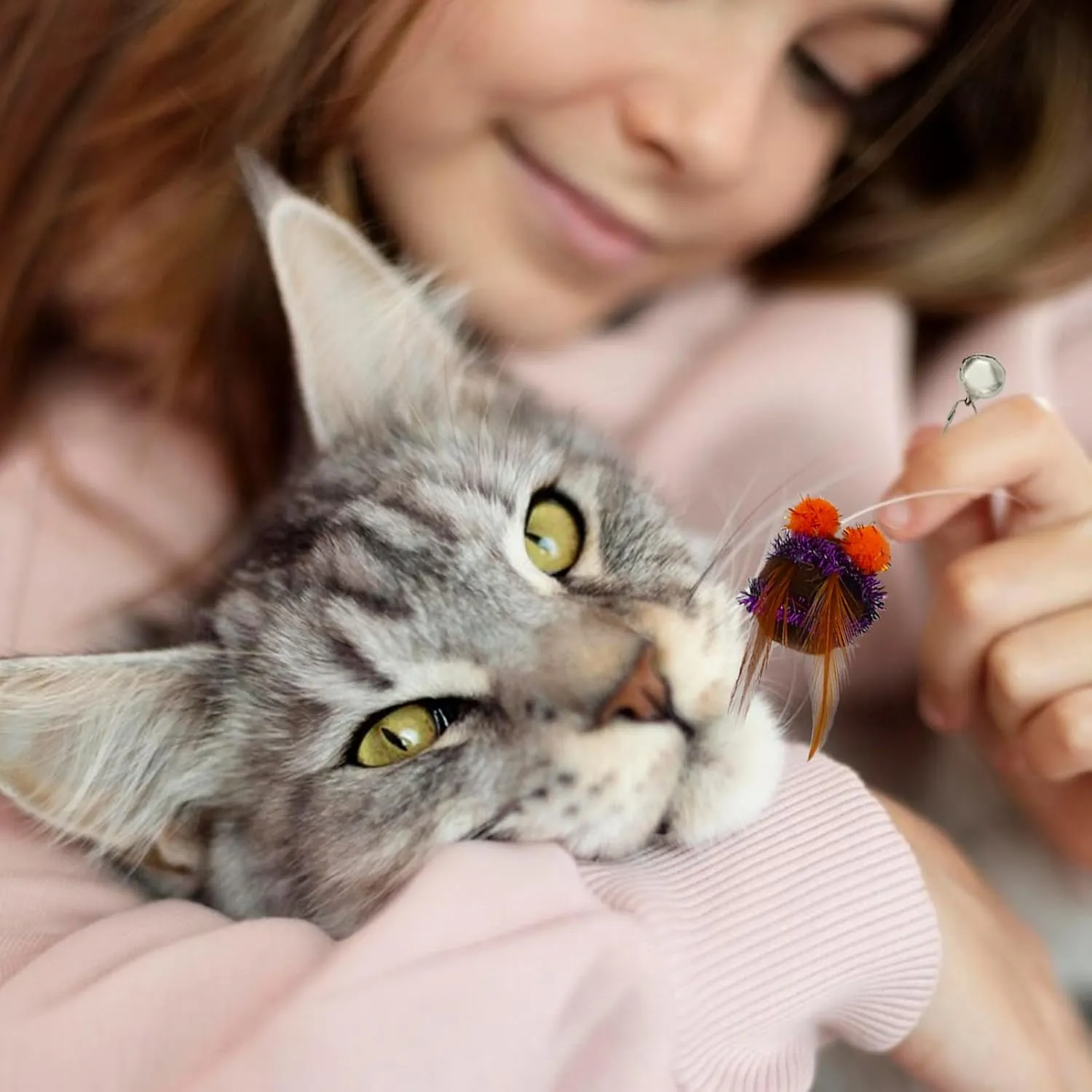 10 Pieces Cat Feather Toys Replacement Insect Cat Toy Wand Refills Cats Toy Replacement Natural Bird Feathers for Cats Toys