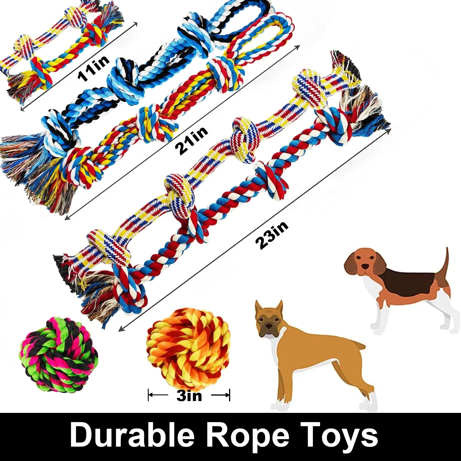12 Pack Indestructible Dog Rope Toys