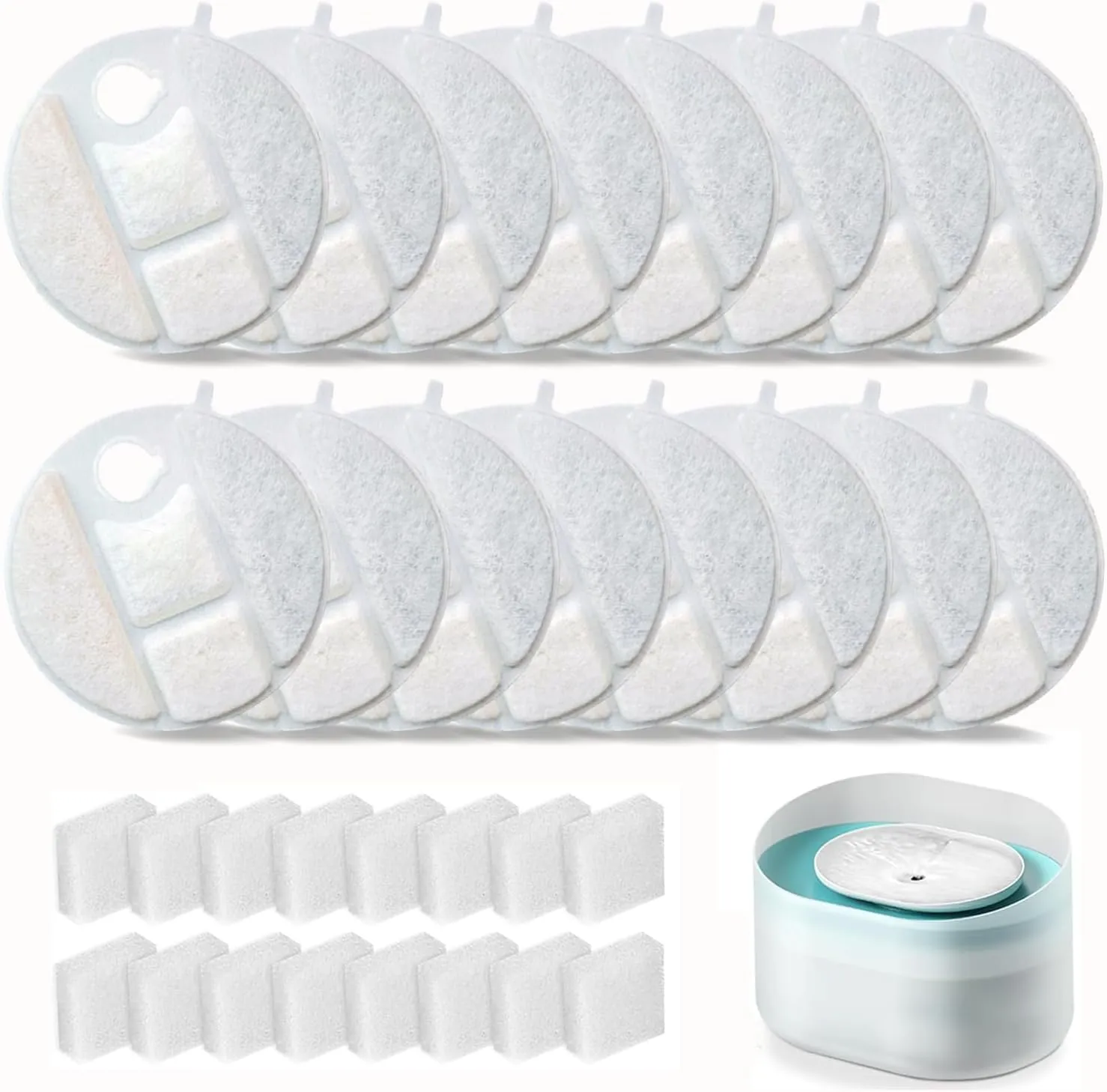 16 Pack Dog Water Fountain Replacement Filters for Petlibro Capsule Dog Fountain PLWF008,Dog Water Fountain Filter with Replacement Pre-Filter Pump Sponges.