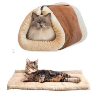 2 in 1 Cat Warming Bed Fleece Pad Lounger