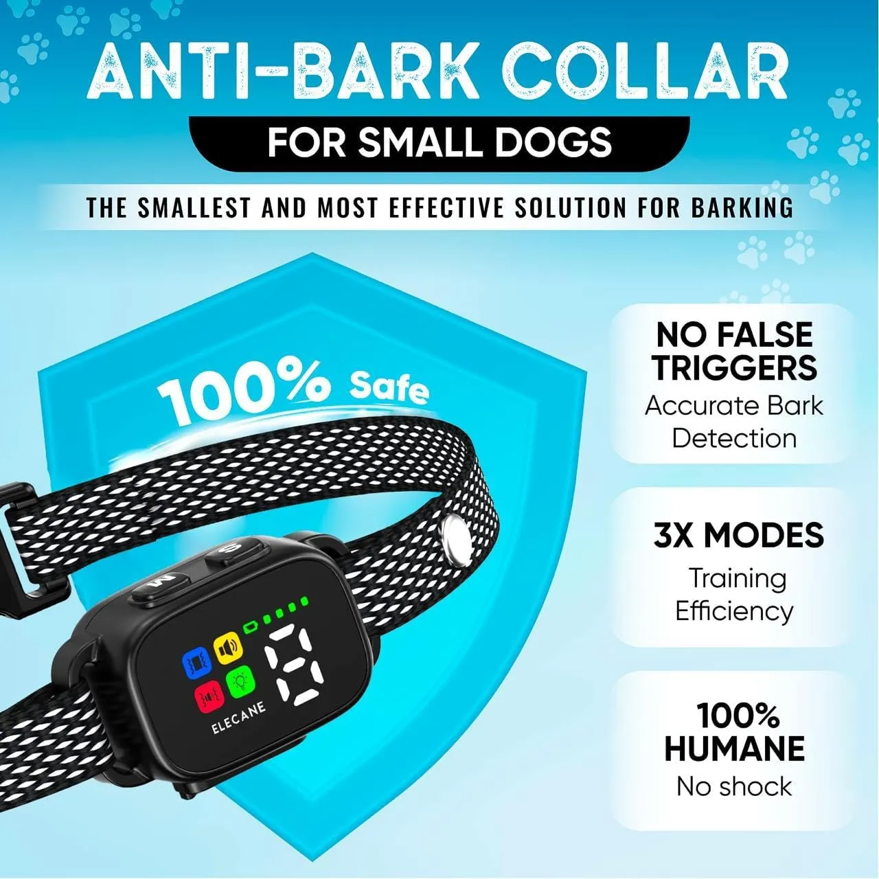 2 Pack Bark Collar for Small Dogs 5-15 lbs and Puppies - No Shock Anti Barking Collar - Rechargeable Smart Collar for Dog Training with 7 Sensitivity Levels and 3 Beep&Vibration Modes