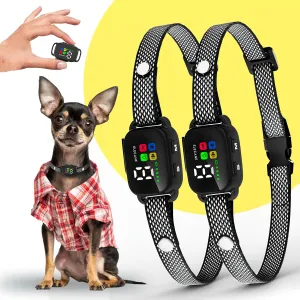 2 Pack Bark Collar for Small Dogs 5-15 lbs and Puppies - No Shock Anti Barking Collar - Rechargeable Smart Collar for Dog Training with 7 Sensitivity Levels and 3 Beep&Vibration Modes