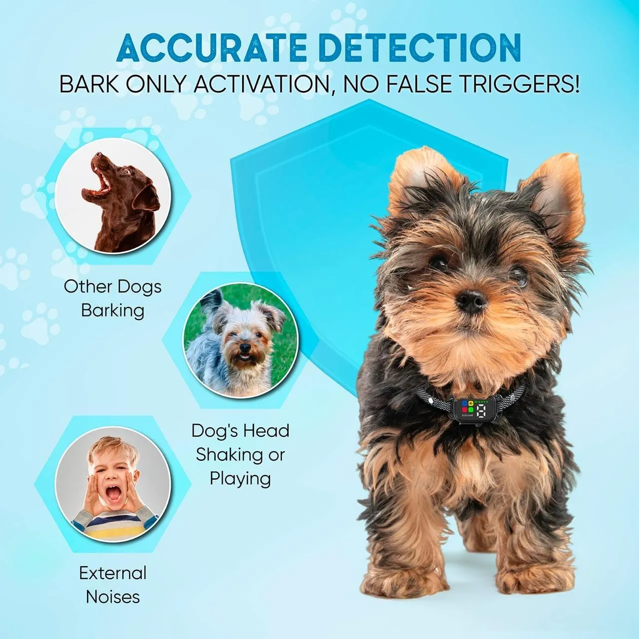 2 Pack Bark Collar for Small Dogs 5-15 lbs and Puppies - No Shock Anti Barking Collar - Rechargeable Smart Collar for Dog Training with 7 Sensitivity Levels and 3 Beep&Vibration Modes