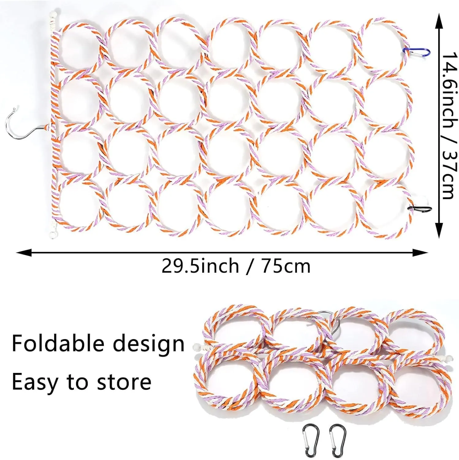 2 Pcs Rat Climbing Net Toy for Cage, Bird Hemp Rope Perch Swing, Ladder Bridge Hanging Hammock, Small Animal Activity Toy for Mouse, Mice, Parrot, Bird (Random Color)