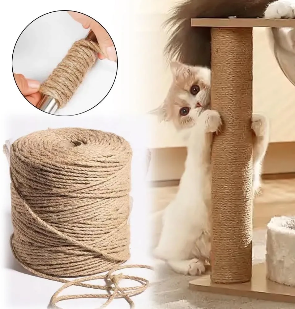 6mm Sisal Rope, 164 ft Sisal Twine, Rope, Heavy Duty Twine for Cat Tree and TowerDIY Crafts, Gardening, Bundling,DIY Scratcher Scratching Post Replacement,