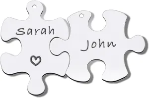6Pcs Stainless Steel Laser Engraving Blanks - Engraving Name and Date Necklaces, Matching Puzzle Necklace,Best Friend Necklace, Key Tags,Dog Tags Gift