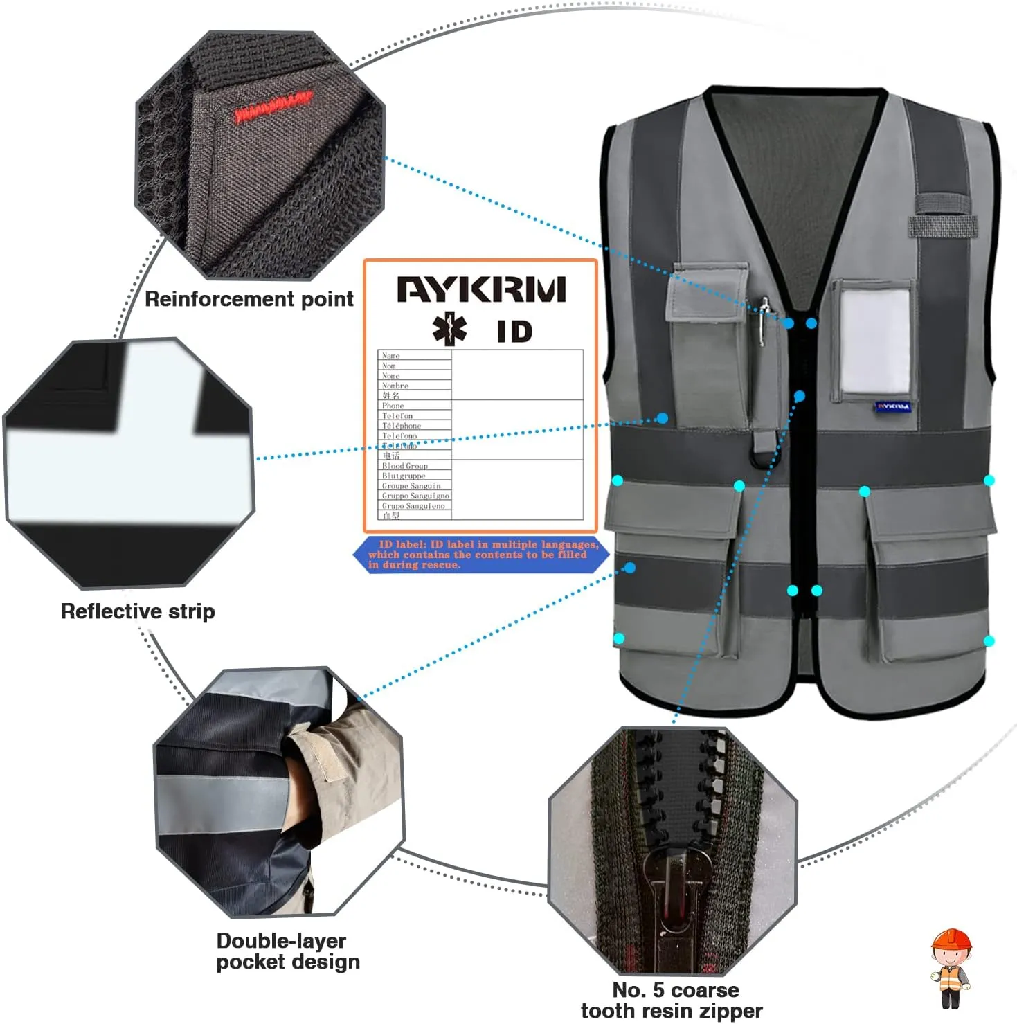A-SAFETY XSmall grey manager vest work