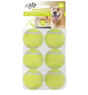 All For Paws Interactives Maxi Fetch Super Bounce Tennis Ball (6 pack)