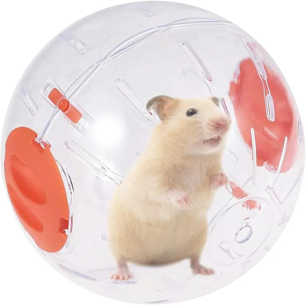Andiker Hamster Ball, 5.52in Transparent Hamster Running Ball with Breathable Holes Easy to Install Hamster Exercise Ball for Small Animals to Keep Fit or Do More Sports Hamster Wheels (Orange)