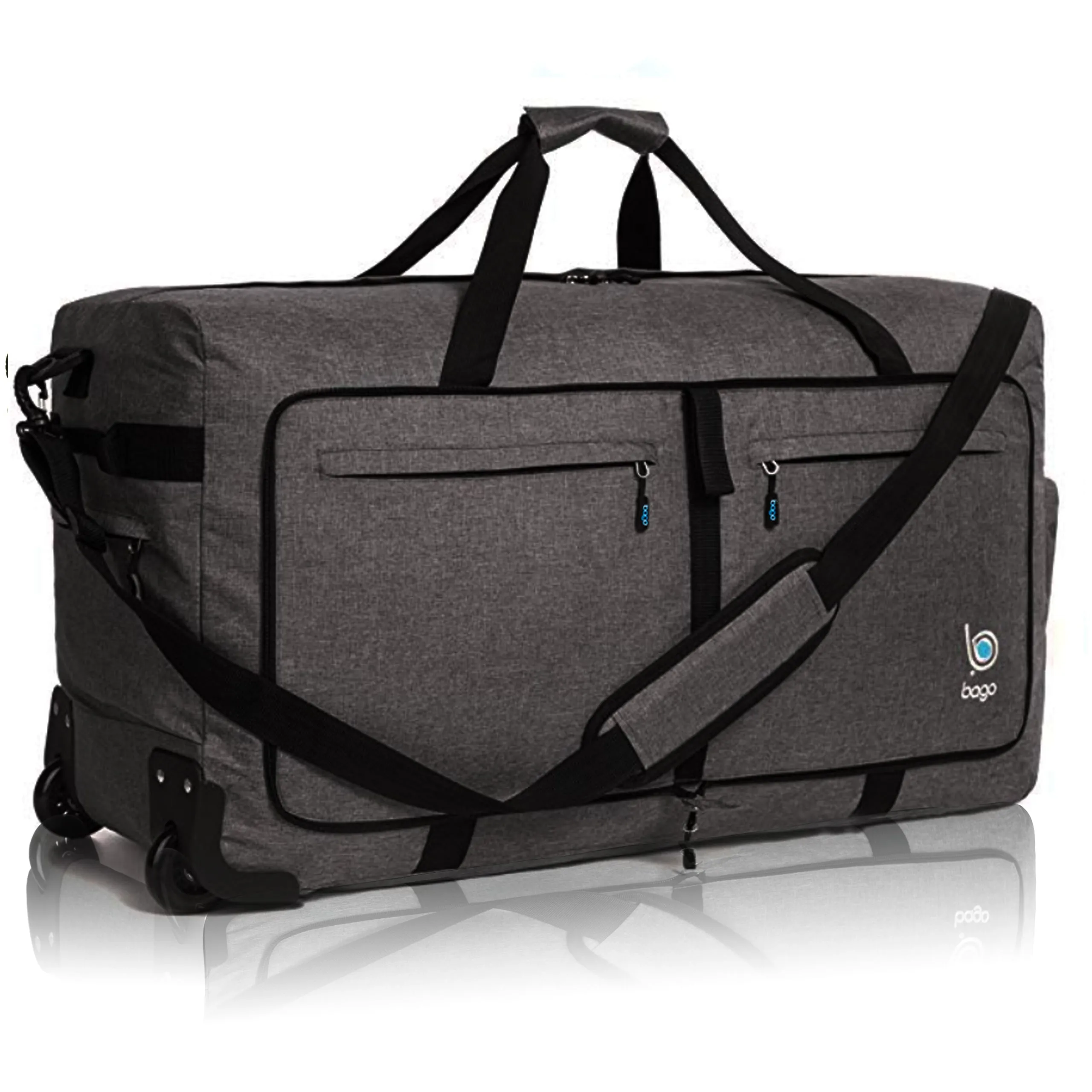 Bago Large Foldable Duffel Bags for Traveling Women & Men - 100L Packable Duffle Bag for Travel with Shoe Compartment - Water Repellant, Heavy Duty, Lightweight Folding & Collapsible