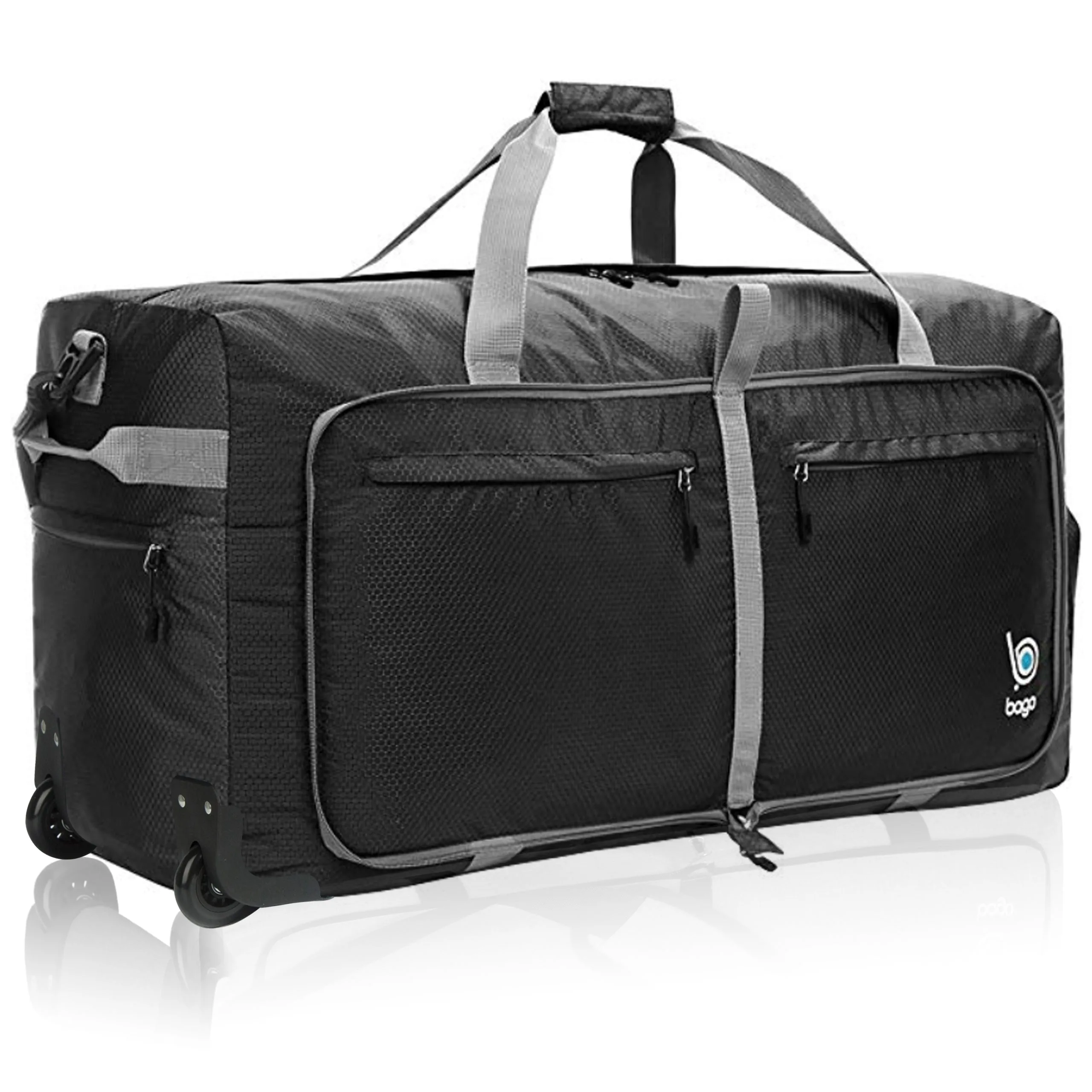 Bago Large Foldable Duffel Bags for Traveling Women & Men - 100L Packable Duffle Bag for Travel with Shoe Compartment - Water Repellant, Heavy Duty, Lightweight Folding & Collapsible
