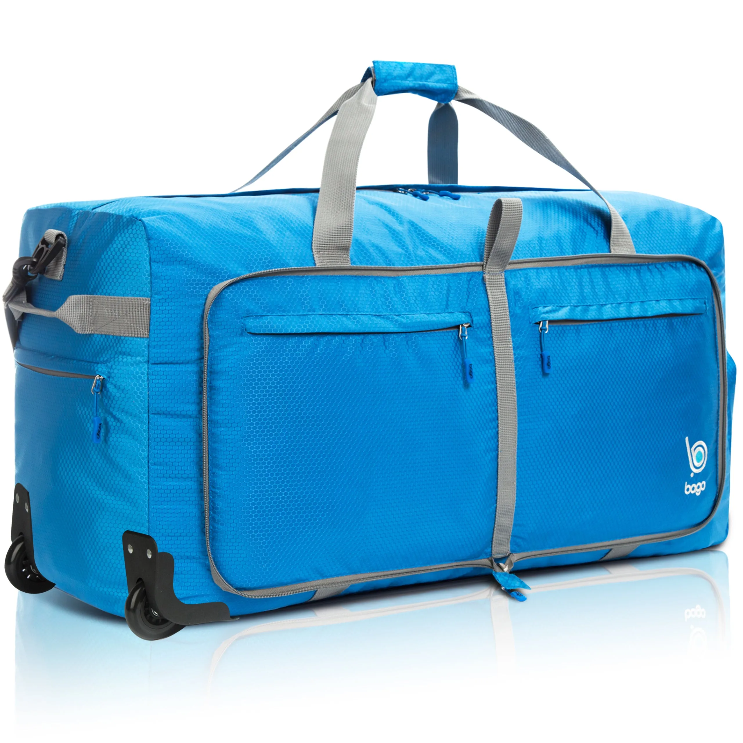 Bago Large Foldable Duffel Bags for Traveling Women & Men - 100L Packable Duffle Bag for Travel with Shoe Compartment - Water Repellant, Heavy Duty, Lightweight Folding & Collapsible