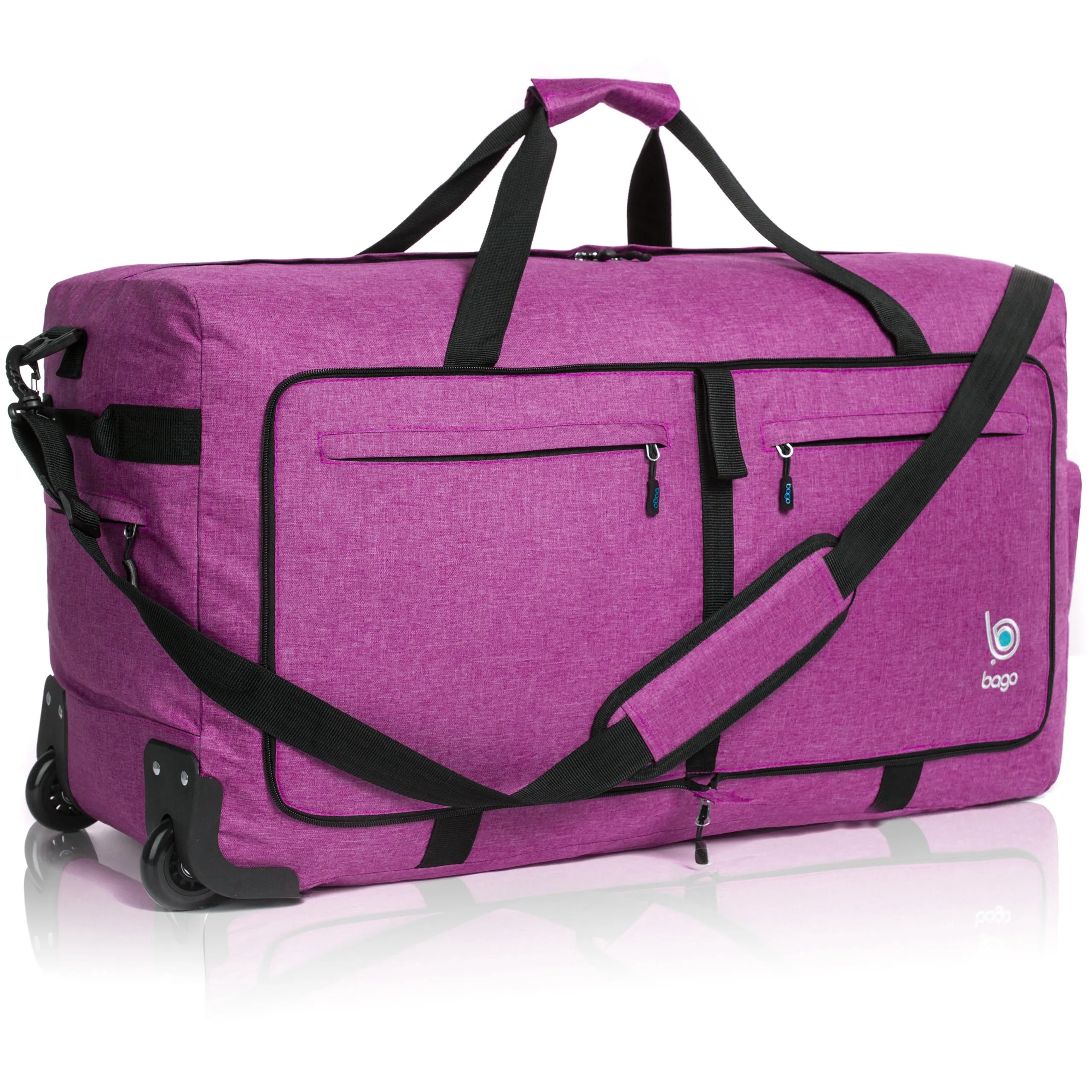 Bago Large Foldable Duffel Bags for Traveling Women & Men - 100L Packable Duffle Bag for Travel with Shoe Compartment - Water Repellant, Heavy Duty, Lightweight Folding & Collapsible