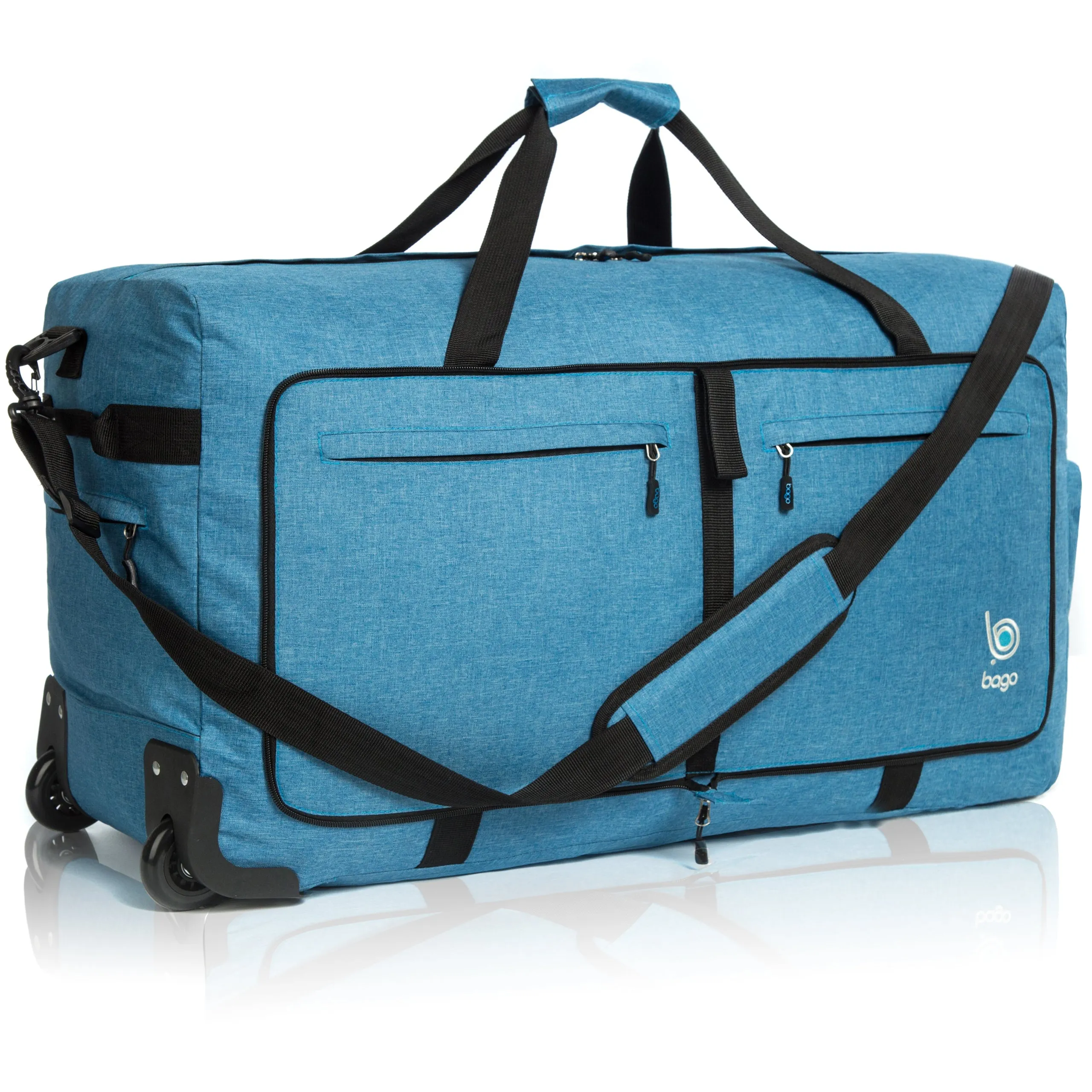 Bago Large Foldable Duffel Bags for Traveling Women & Men - 100L Packable Duffle Bag for Travel with Shoe Compartment - Water Repellant, Heavy Duty, Lightweight Folding & Collapsible