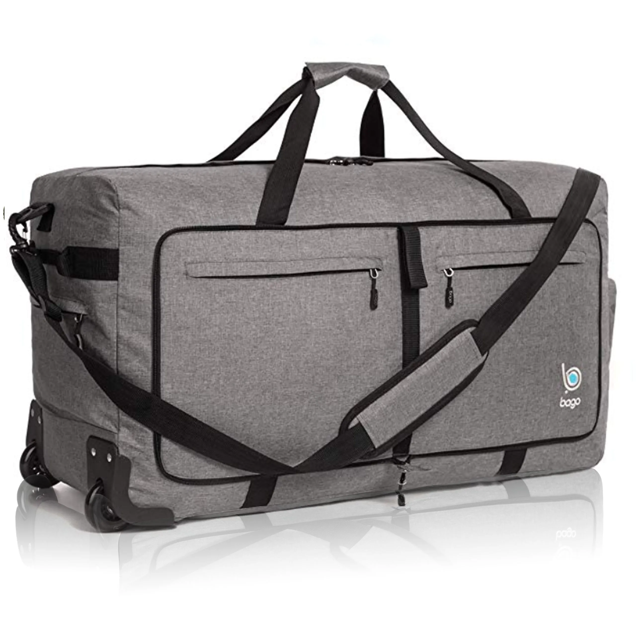 Bago Large Foldable Duffel Bags for Traveling Women & Men - 100L Packable Duffle Bag for Travel with Shoe Compartment - Water Repellant, Heavy Duty, Lightweight Folding & Collapsible