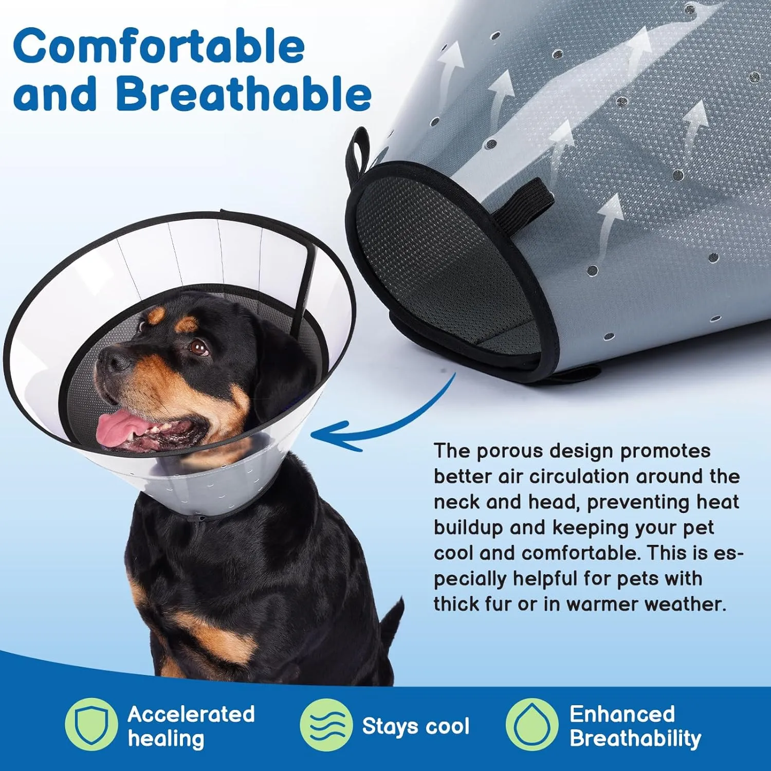 BARKLESS Soft Dog Cone, Soft Cone for Dogs to Stop Licking Biting Wounds, Breathable Surgical E Collar for After Surgery, Adjustable Elizabethan Collar for Neuter Incision Care