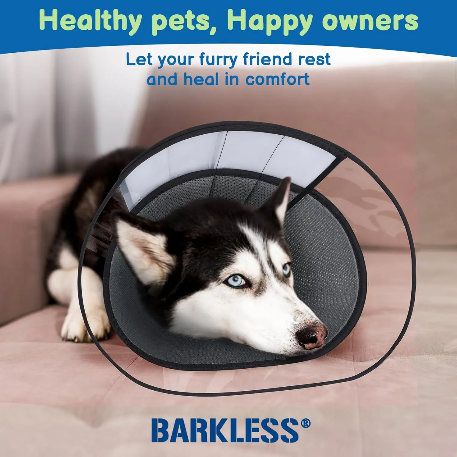 BARKLESS Soft Dog Cone, Soft Cone for Dogs to Stop Licking Biting Wounds, Breathable Surgical E Collar for After Surgery, Adjustable Elizabethan Collar for Neuter Incision Care