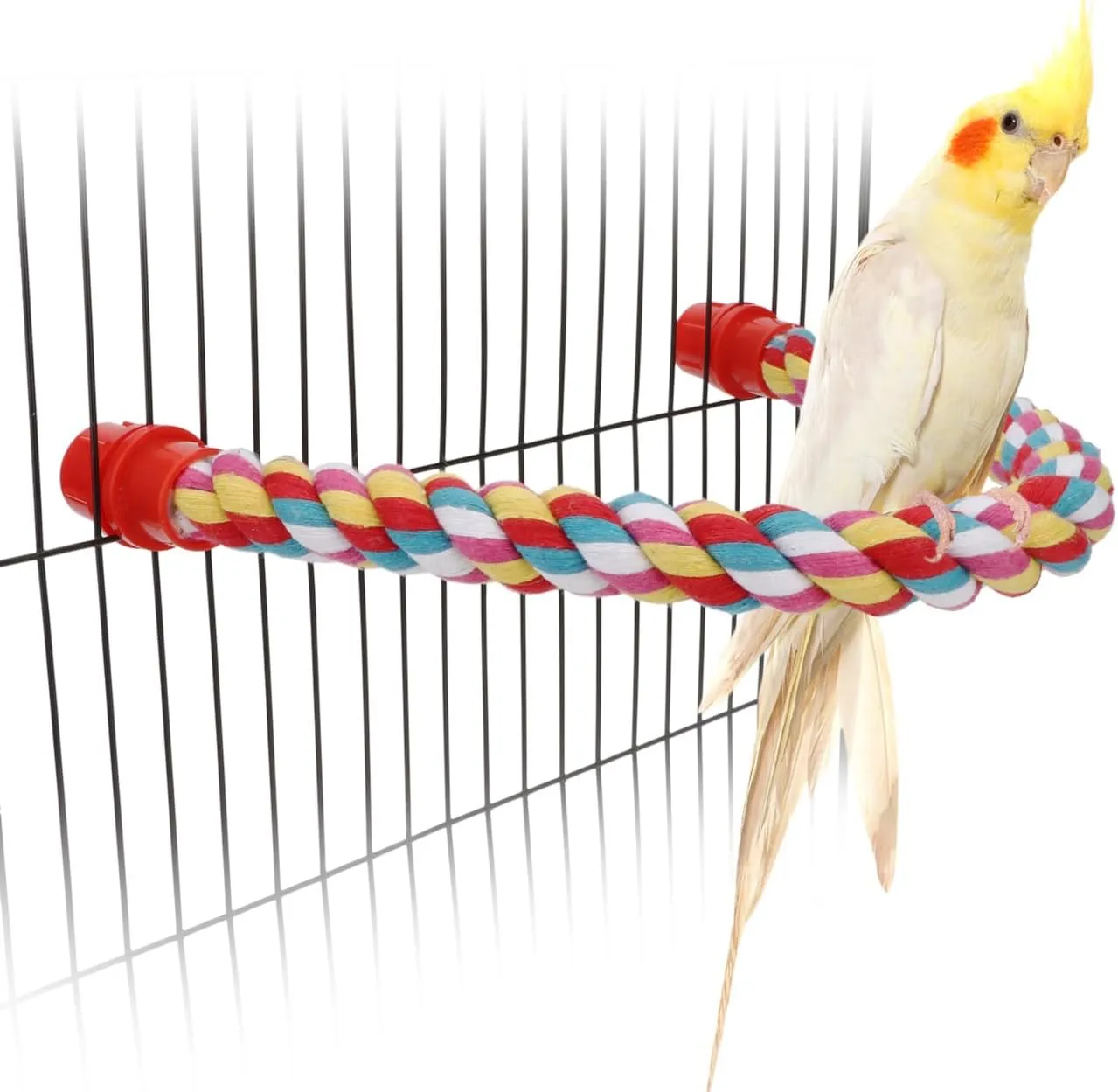 Birds Rope Perch Bungee Perch Adjustable Parrot Cage Stand Chewing Swing Toy Climbing Ropes for Small Medium Parrot Spiral Rope Cage Accessories