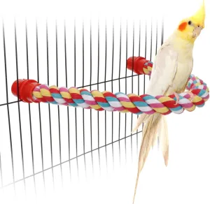Birds Rope Perch Bungee Perch Adjustable Parrot Cage Stand Chewing Swing Toy Climbing Ropes for Small Medium Parrot Spiral Rope Cage Accessories