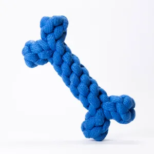 Bone Shaped Rope Chew Toy for Dogs and Cats (Royal Blue)(15cm)