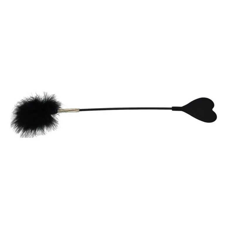 Bound to Please Silicone Heart Shaped Crop with  Diamante encrusted Feather Tickler