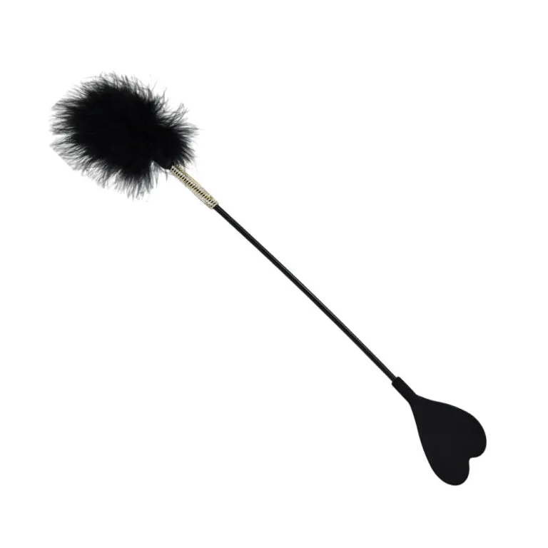 Bound to Please Silicone Heart Shaped Crop with  Diamante encrusted Feather Tickler