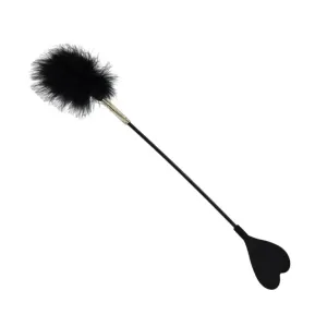 Bound to Please Silicone Heart Shaped Crop with  Diamante encrusted Feather Tickler