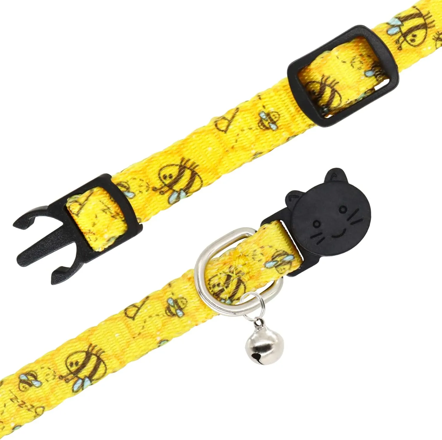 Cat Collar, 2 Pack Breakaway Collar with Bells, Safety Buckle Kitten Collars for Boy and Girl Cats, Bee Ladybug