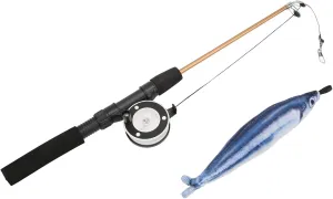 Cat Feather Teaser Wand Toy,Cat Wand Toy,Interactive Retractable Fishing Pole Wand Catcher Exerciser,Fun Toy for Cat Exercise(Saury   Fishing Rod), Cat Wand Toy,Cat Feather Teaser Wand Toy,Intera
