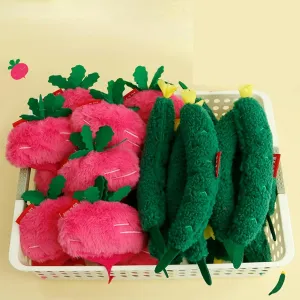 Cat Plush Toy Realistic Vegetable Set Cucumber Radish Shapes Sound-Making Plush Felt Fabric Catnip Crinkle Paper Dog Cat Accessories Pet Gifts for Christmas (Radish 3pcs)