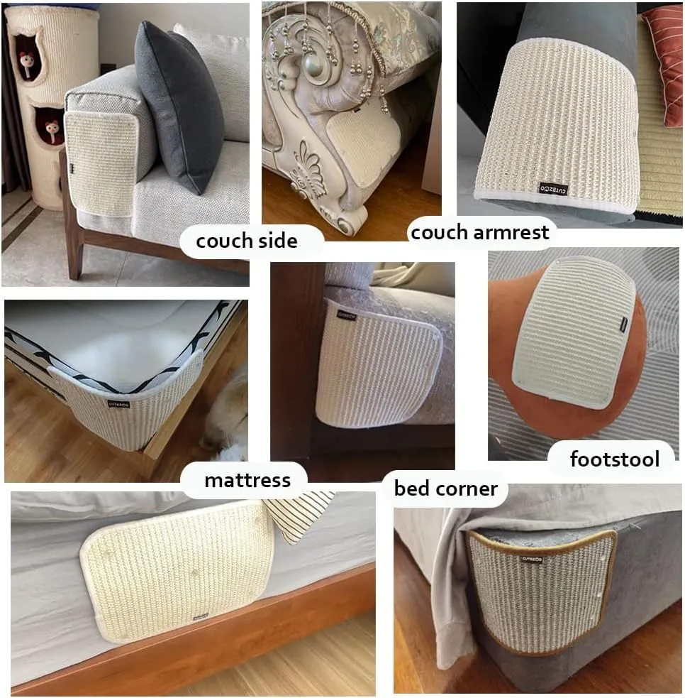 Cat Scratching Pad Natural Sisal Cat Scratcher Mat Sofa Bed Protector Scratch Pad Couch Side Cover, Easy Installation Heavy Duty Cat Scratching Pad for Grinding Claws Protecting Furniture