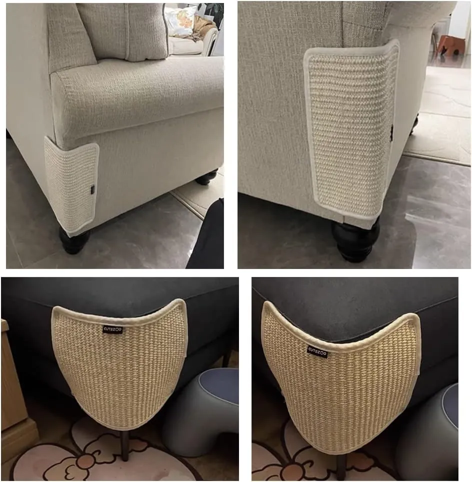 Cat Scratching Pad Natural Sisal Cat Scratcher Mat Sofa Bed Protector Scratch Pad Couch Side Cover, Easy Installation Heavy Duty Cat Scratching Pad for Grinding Claws Protecting Furniture