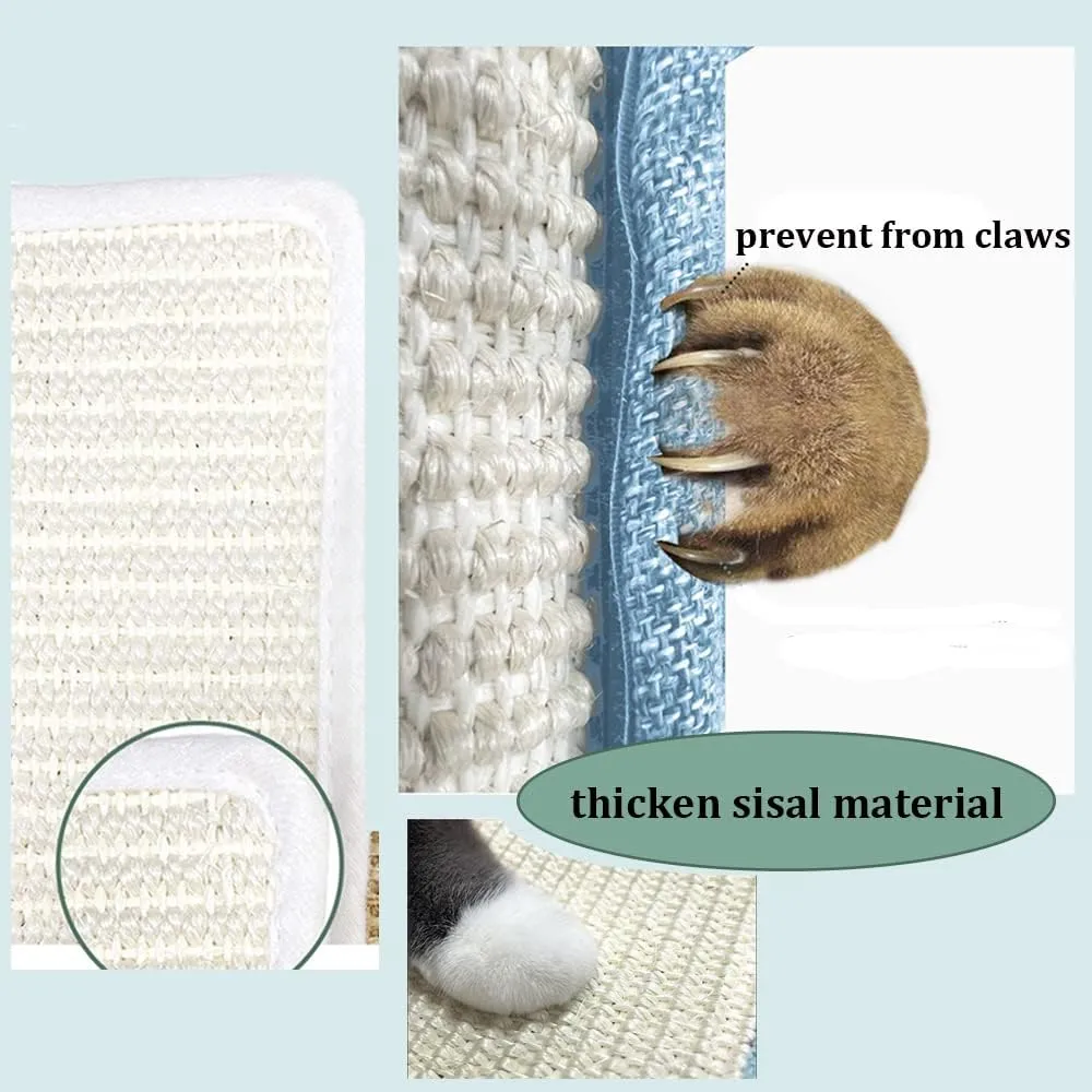 Cat Scratching Pad Natural Sisal Cat Scratcher Mat Sofa Bed Protector Scratch Pad Couch Side Cover, Easy Installation Heavy Duty Cat Scratching Pad for Grinding Claws Protecting Furniture