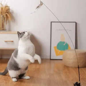 Cat Suction Cup Shake Stick, Self-pleasure Stick for Young Cat, Pet Toy Feather Toy