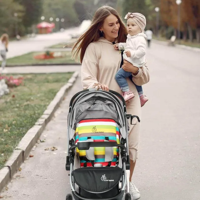 Chocolate Ride Stroller For Kids - Reversible Handle, Multiple Recline Positions, Cup Holder with Meal Tray, 5 Point Safety Harness, Storage Basket