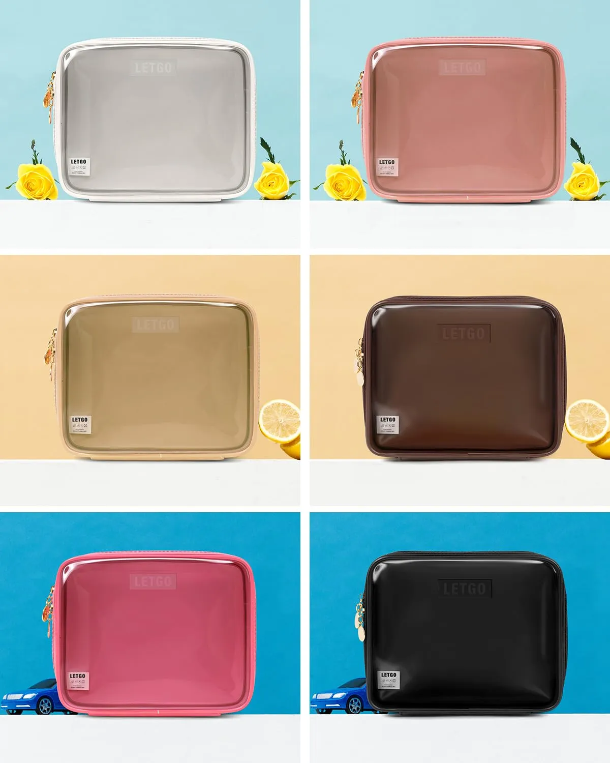 Clear Makeup Bags Large - TSA Approved Clear Toiletry Bag,Travel Size Toiletries Clear Cosmetic Bags Car Accessories Travel Essentials Travel Accessories for Women Men (Large Sand)
