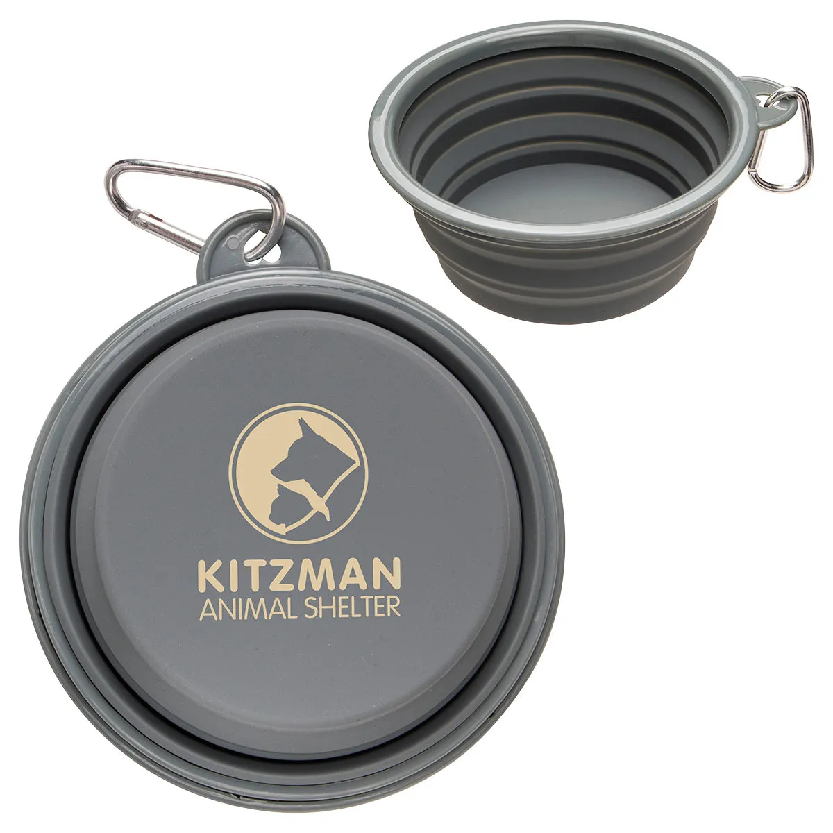 Custom Feed 'N Go Collapsible Pet Bowl with Carabiner