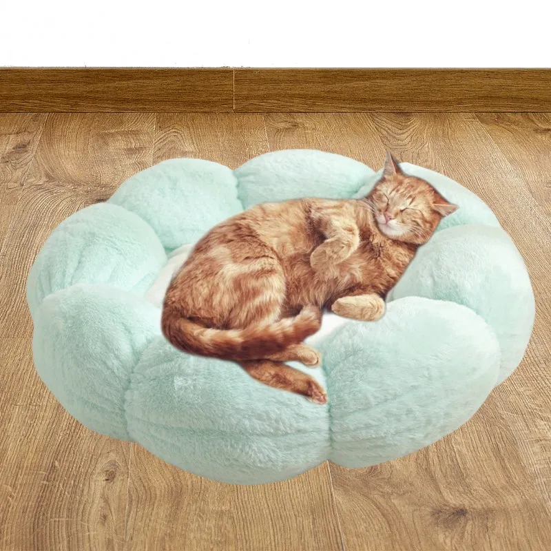 Cute Cat Bed Soft Sleeping Flower Mat