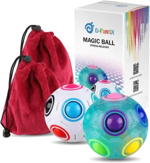 D-FantiX 2Pcs Rainbow Puzzle Ball, Brain Teasers Fidget Toys for Kids Ages 3 , Stress Reliever Magic Travel Toy for Boys & Girls, Christmas Stocking Stuffer Gift
