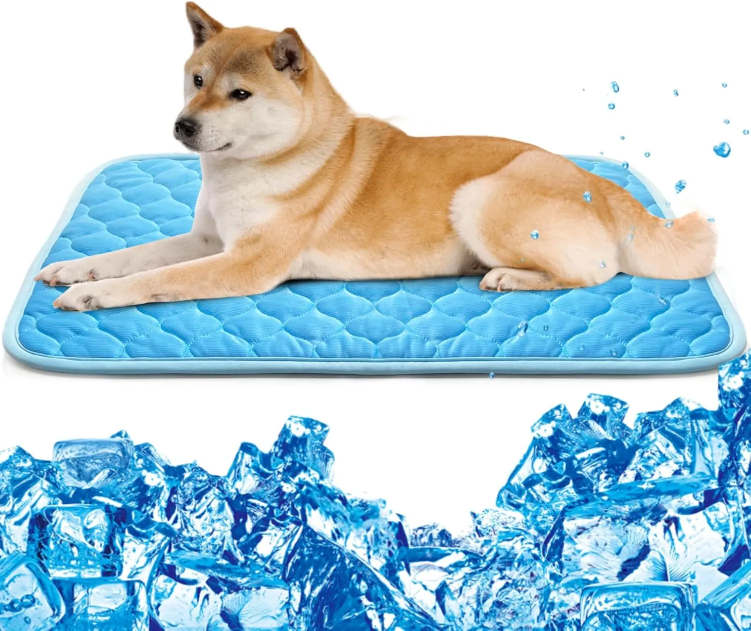 Dog Cooling Mat, No Need to Freeze Or Refrigerate This Cool Pet Pad Cat Mats- Keep Your Pet Cool, Machine Washable. (27" x 19", Blue)