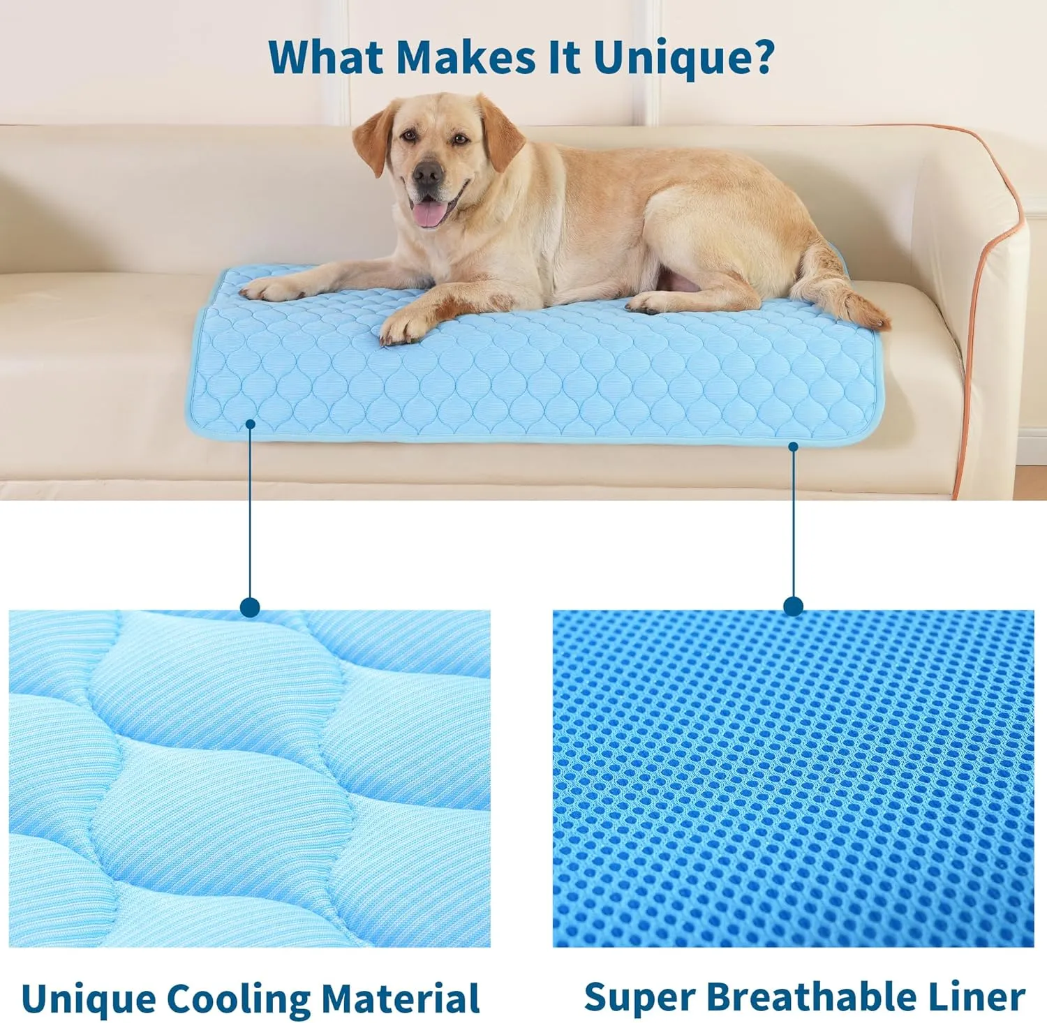 Dog Cooling Mat, No Need to Freeze Or Refrigerate This Cool Pet Pad Cat Mats- Keep Your Pet Cool, Machine Washable. (27" x 19", Blue)