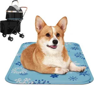 Dog Stroller Cooling Pad - Soft & Comfortable Cooling Mat for Dogs, Perfect for Pet Strollers, Carriers, and Outdoor Use, Non-Toxic, Washable & Foldable with Snowflake Design, Fits Pets Up to 23 lbs