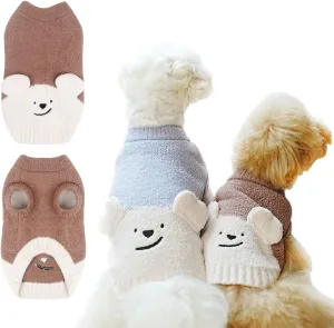 Dog Sweaters for Small Dogs, Dog Pullover Fleece Sweater for Small Mdium Dog, Stretchy Thick Dog Sweater for Small Dog, Dog Outfit for Girl Boy, Comfy Warm Dog Clothes for Cold Weather Brown Medium