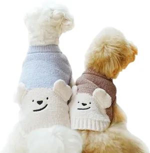 Dog Sweaters for Small Dogs, Dog Pullover Fleece Sweater for Small Mdium Dog, Stretchy Thick Dog Sweater for Small Dog, Dog Outfit for Girl Boy, Comfy Warm Dog Clothes for Cold Weather Brown Small