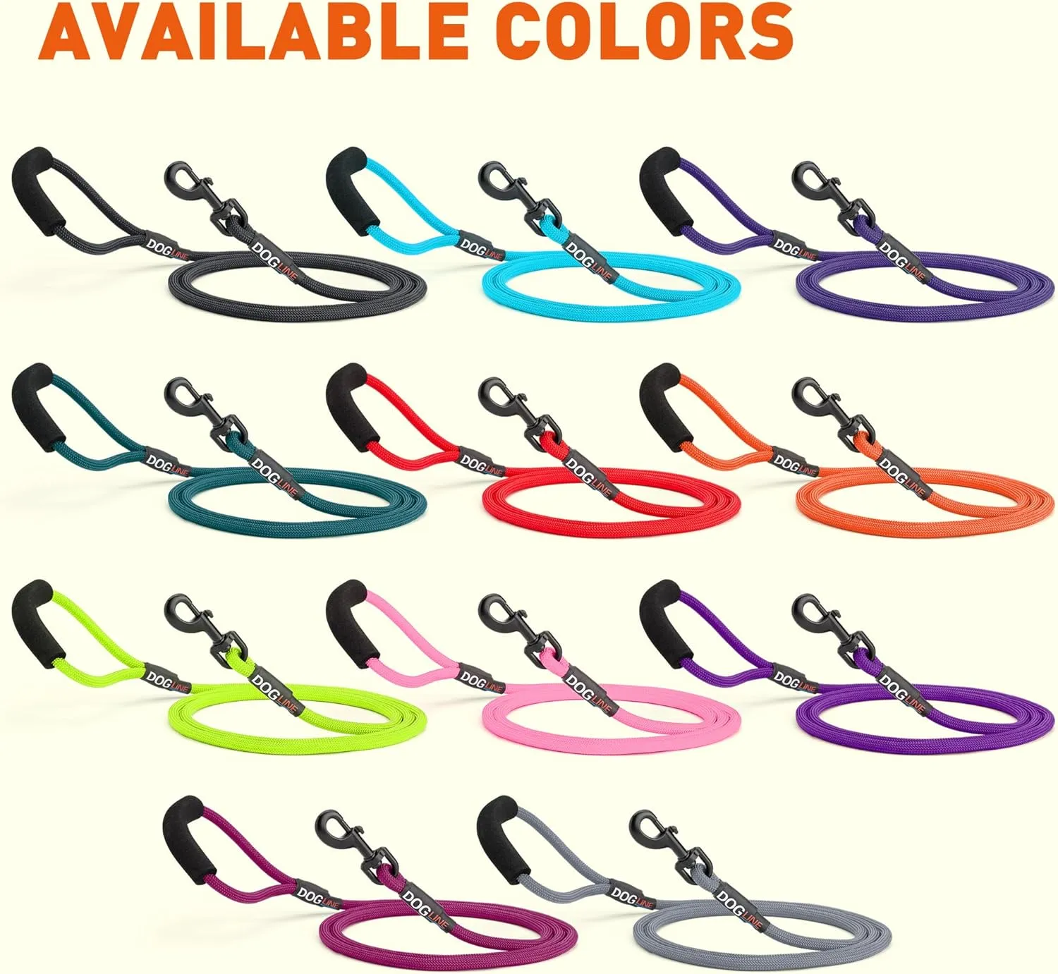Dogline Round Nylon Leash - Heavy Duty Dog Rope Lead with Soft Neoprene Handle for Small, Medium and Large Dogs, W 1/4" x L 6 ft - Dark Teal