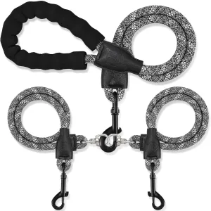 Double Dog Leash, Dual Dog Leash, 360 Swivel No Tangle Walking Training Two Dog Leash, Comfortable Shock Absorbing Climbing Reflective Leash for Small Medium and Large Dogs