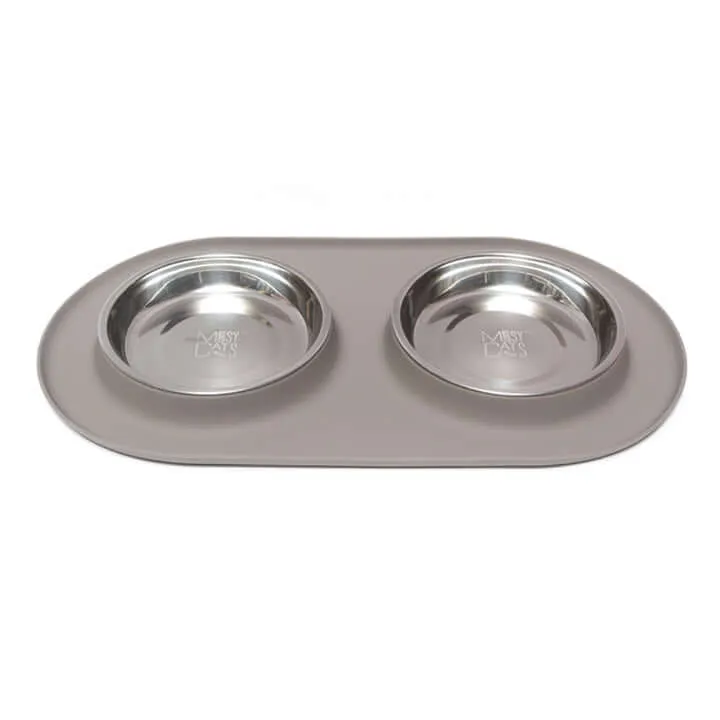 Double Silicone Cat Feeder with Stainless Saucer Shaped Bowl