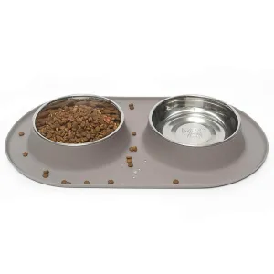 Double Silicone Dog Feeder with Stainless Bowls, Extra Large, 6 Cups Per Bowl