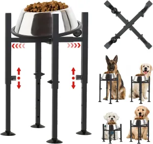 Elevated Dog Bowl Stand, Fits 6-10in Bowls Raised Dog Bowls Holder, 3 Height Adjustable Dog Food Water Feeder Pet Feeding Stand for Large Medium Breeds